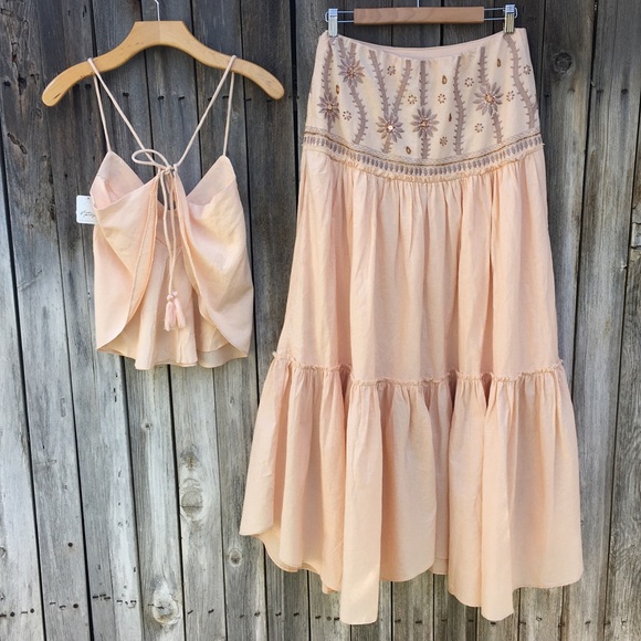 Free People Crystal Cove Two Piece Maxi Dress Linen M - Picture 11 of 16